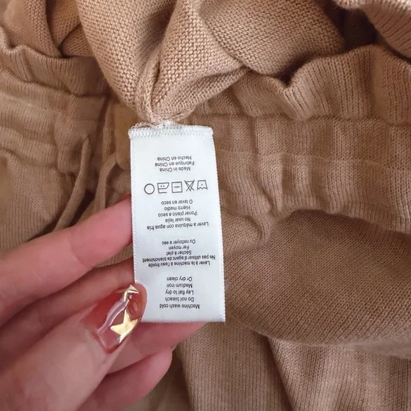 NWOT Lunya Cozy Cotton Silk Nutmeg Neutral Knit Drawstring Wide Leg Pants Size M - Picture 9 of 13